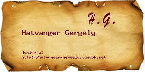 Hatvanger Gergely névjegykártya